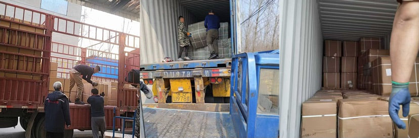 Yuropet pet carrier cartons being loaded for shipment