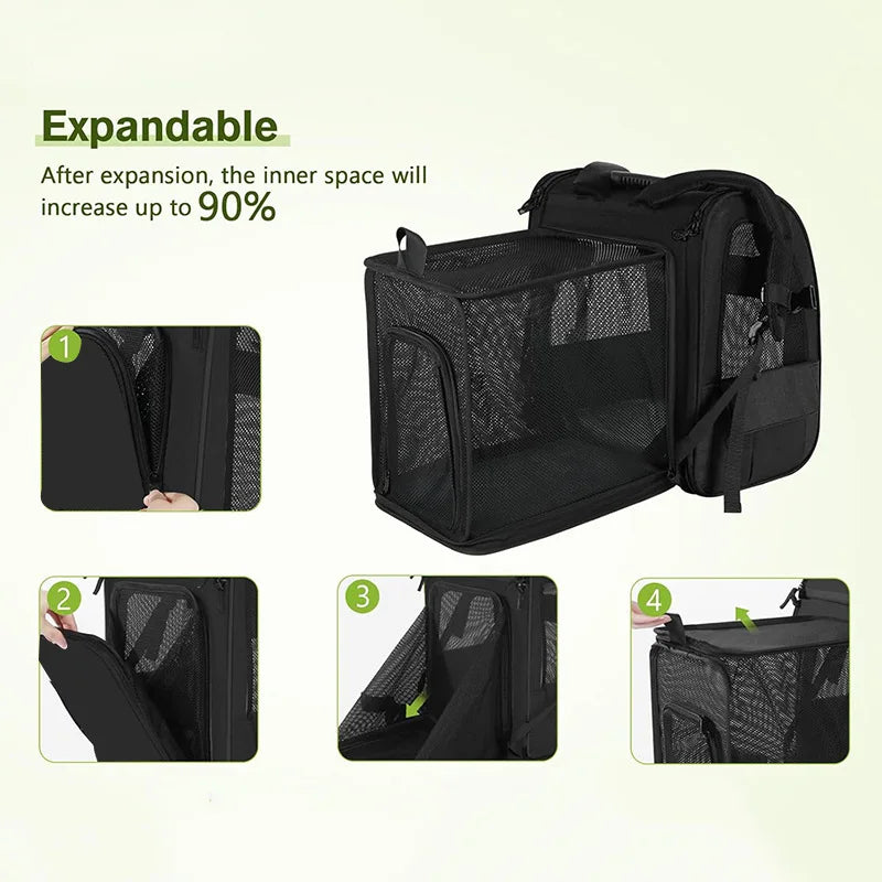Expandable Soft-Sided Pet Carrier Backpack
