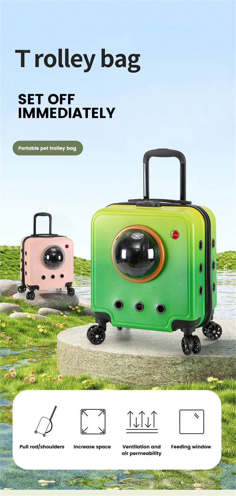 Hard-Shell Wheeled Pet Carrier