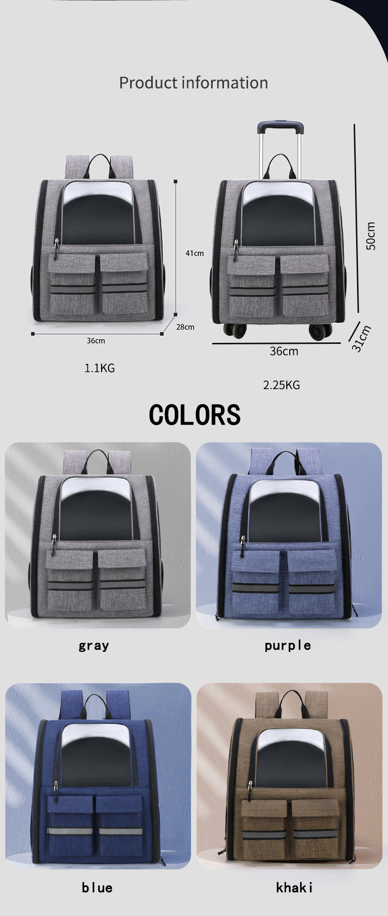 Pet Carrier Backpack with Trolley Version