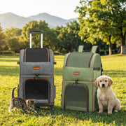 Polyester Wheeled Pet Carrier with Trolley