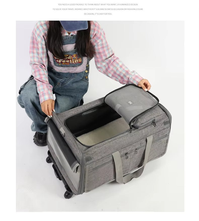 Large Oxford Wheeled Pet Carrier