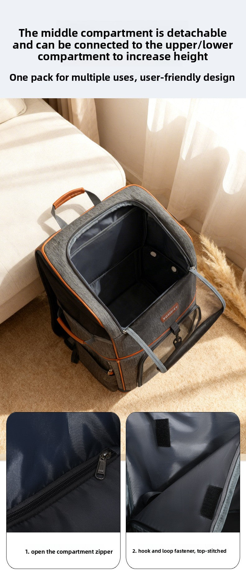 Polyester Wheeled Pet Carrier with Trolley