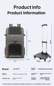 Polyester Wheeled Pet Carrier with Trolley