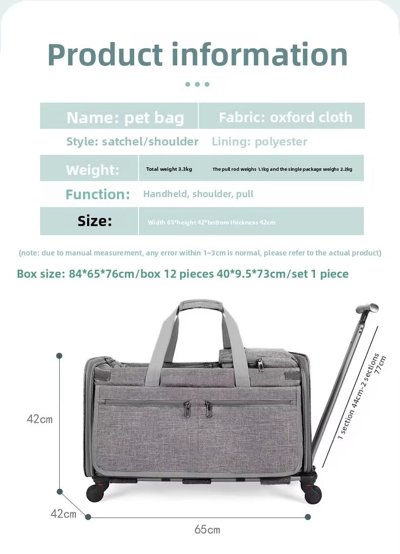 Large Oxford Wheeled Pet Carrier