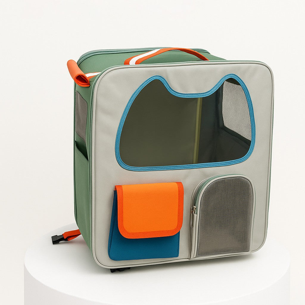 Pet Carrier Backpack with Detachable Wheel Configuration