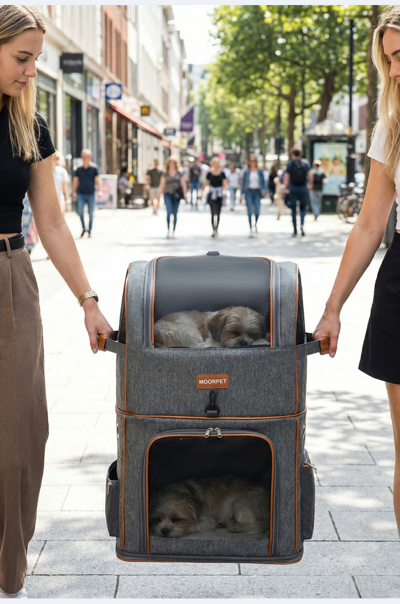 Polyester Wheeled Pet Carrier with Trolley