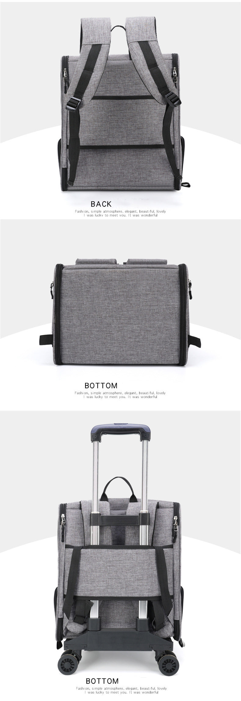 Pet Carrier Backpack with Trolley Version