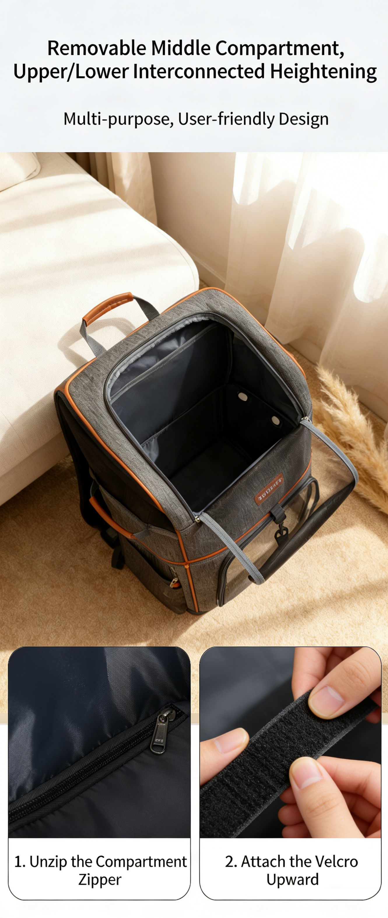 Polyester Wheeled Pet Carrier with Trolley
