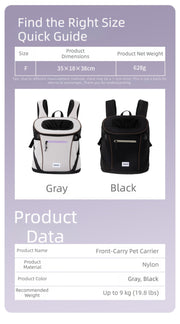 Lightweight Front-Carry Pet Carrier Backpack