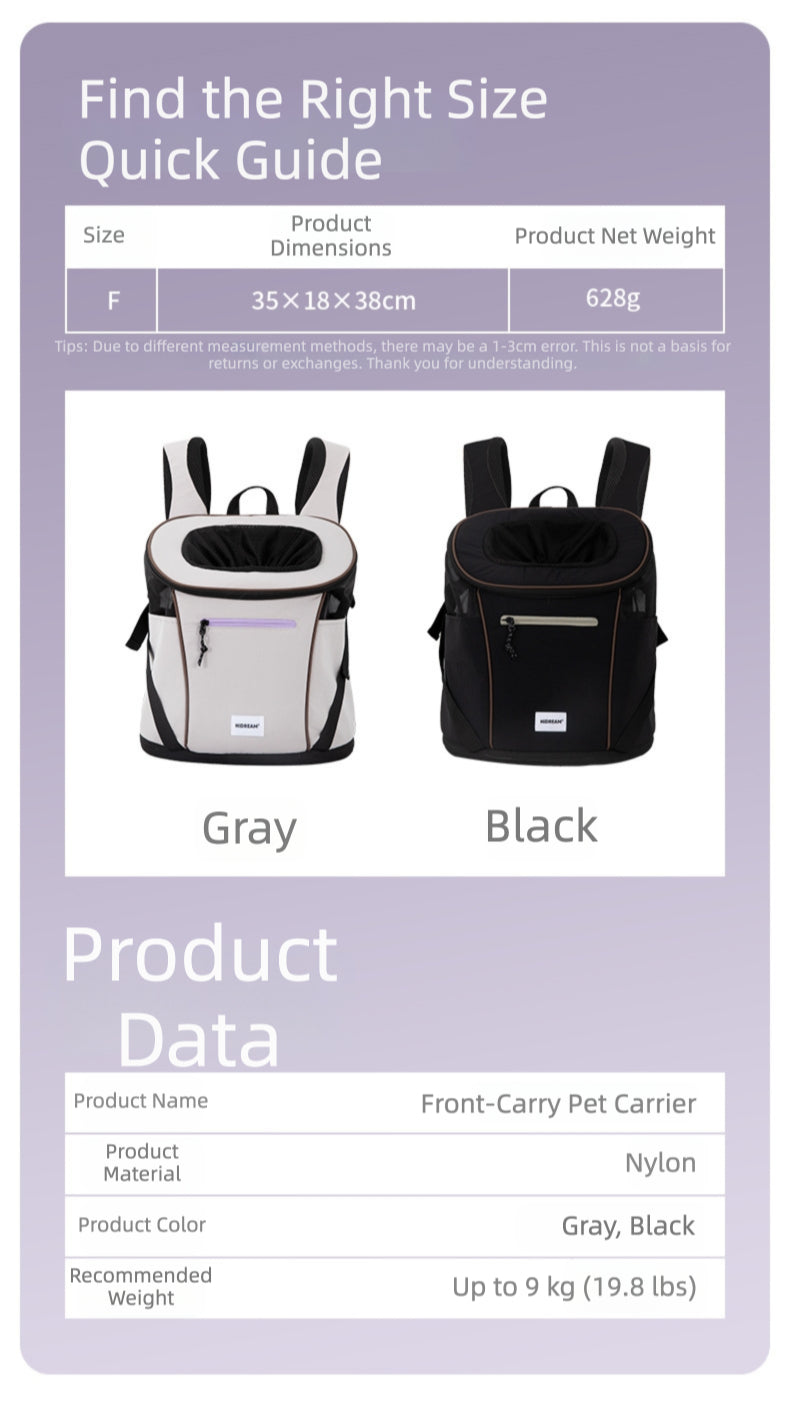 Lightweight Front-Carry Pet Carrier Backpack