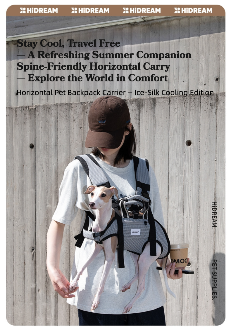 Ice-Silk Horizontal Pet Backpack Carrier with Spine-Friendly Support