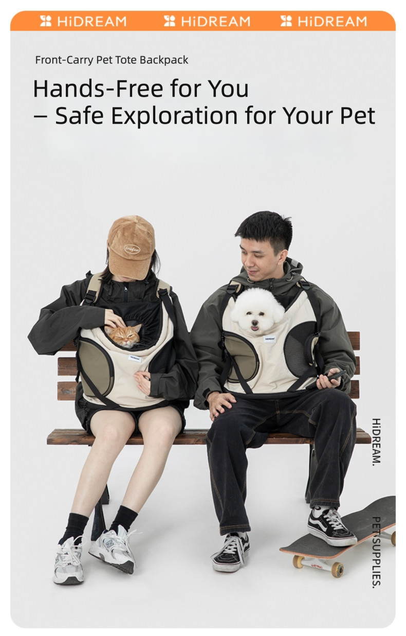 Hands-Free Front Carry Pet Backpack with Spine Support