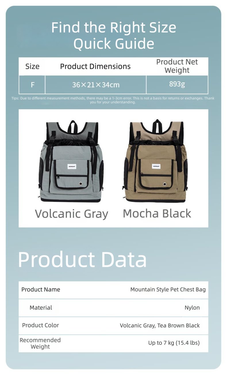 Mountain-Style Front-Carry Pet Backpack
