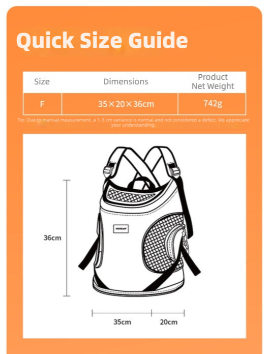 Hands-Free Front Carry Pet Backpack with Spine Support