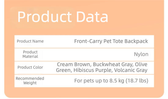 Hands-Free Front Carry Pet Backpack with Spine Support