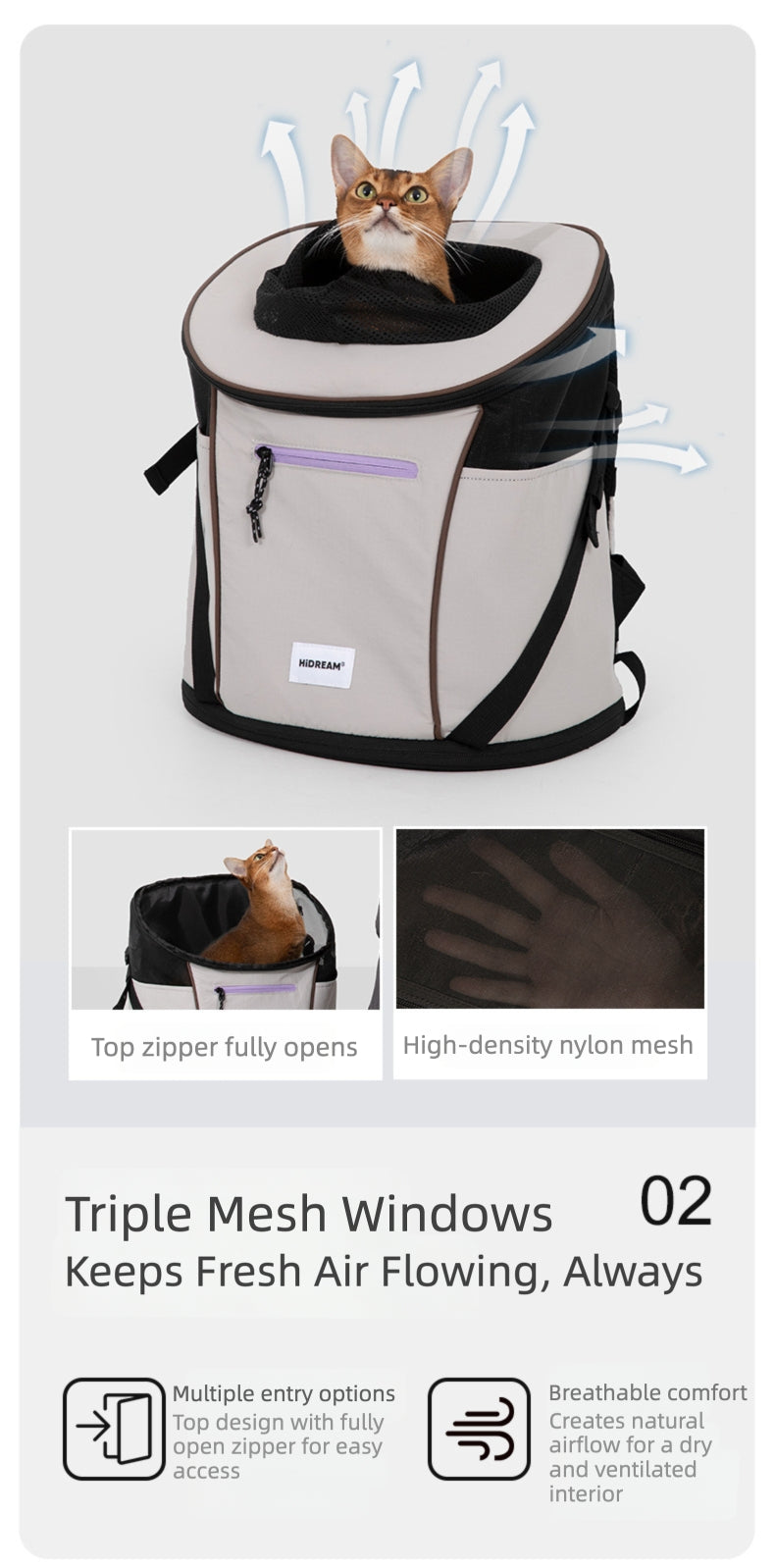 Lightweight Front-Carry Pet Carrier Backpack