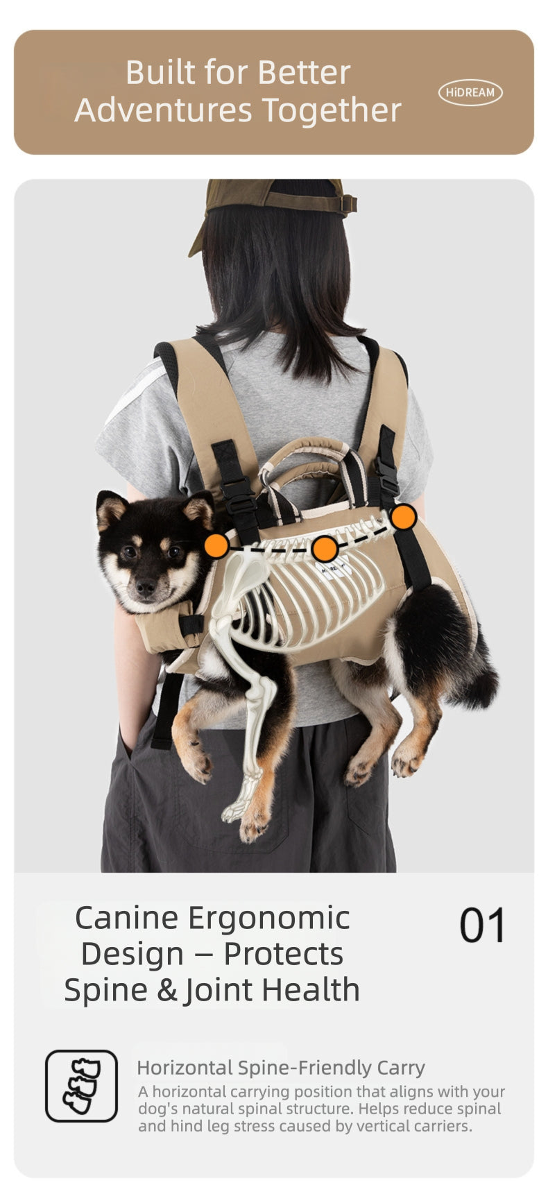 Spine-Friendly Horizontal Pet Carrier Backpack