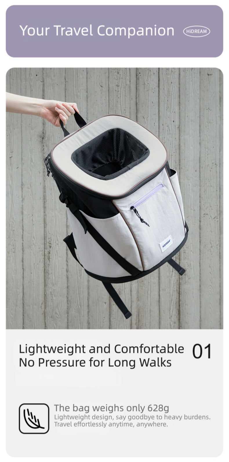 Lightweight Front-Carry Pet Carrier Backpack