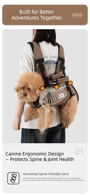 Ice-Silk Horizontal Pet Backpack Carrier with Spine-Friendly Support