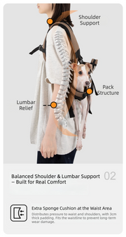 Ice-Silk Horizontal Pet Backpack Carrier with Spine-Friendly Support
