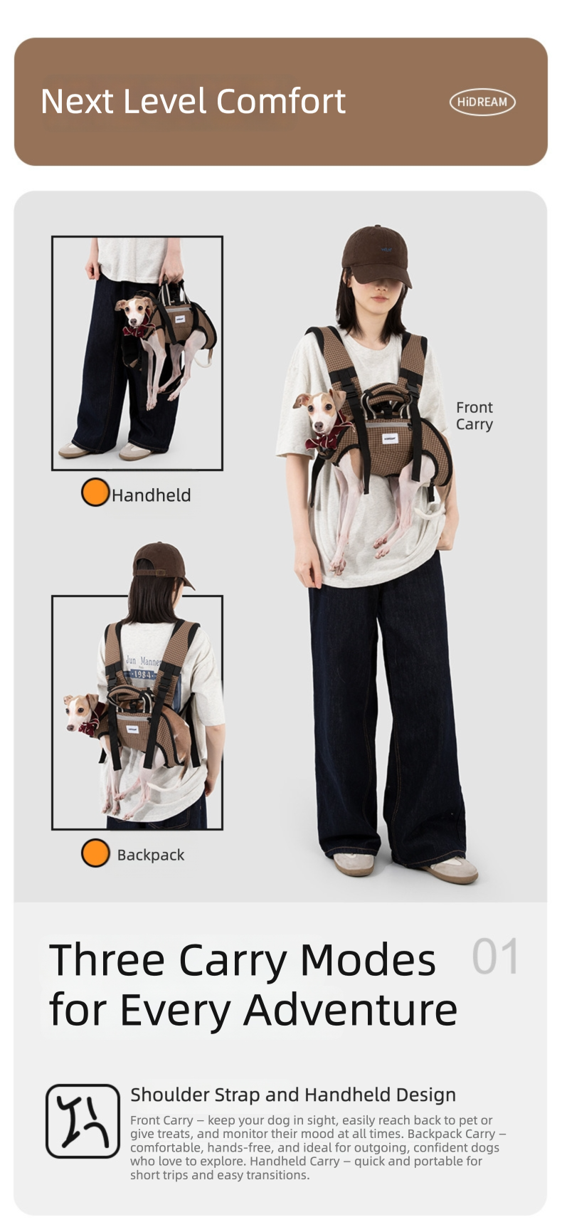 Ice-Silk Horizontal Pet Backpack Carrier with Spine-Friendly Support