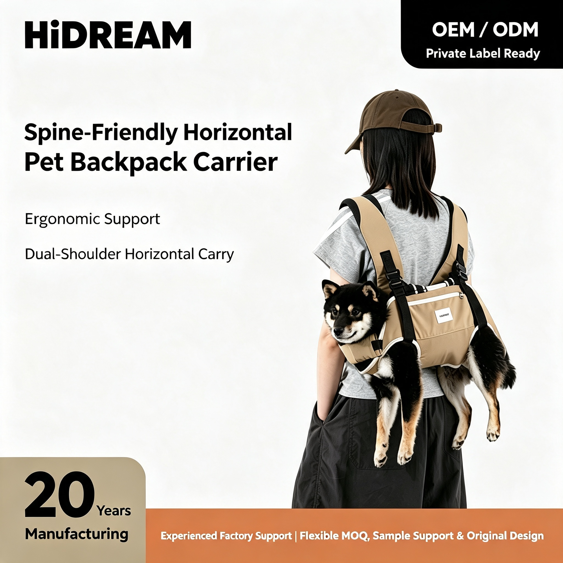 Spine-Friendly Horizontal Pet Carrier Backpack