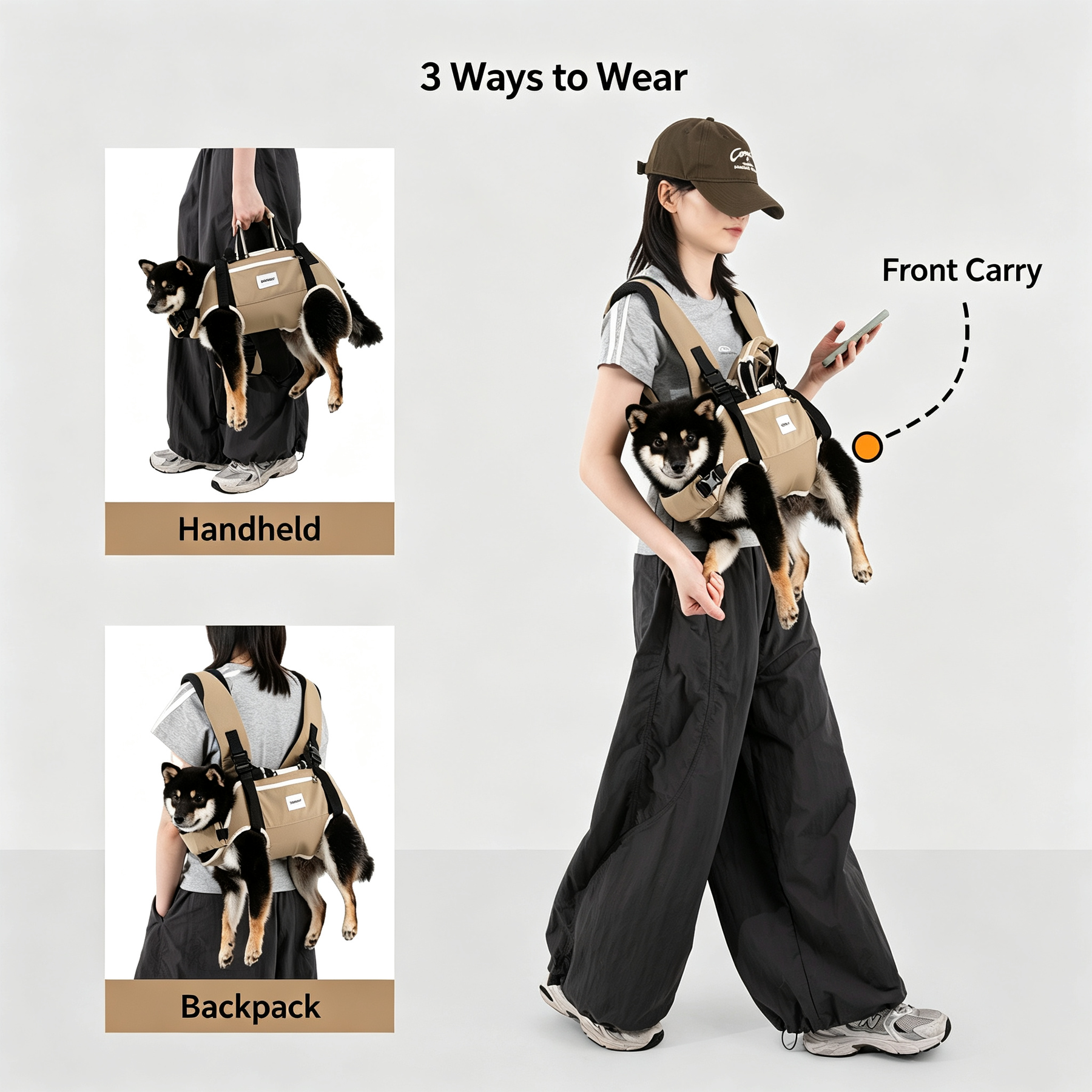 Spine-Friendly Horizontal Pet Carrier Backpack